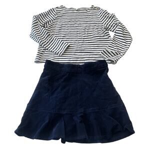 J.Crew Crewcuts Girls 14 Large Stripe Blouse Gold Buttons Corduroy Skirt Set
